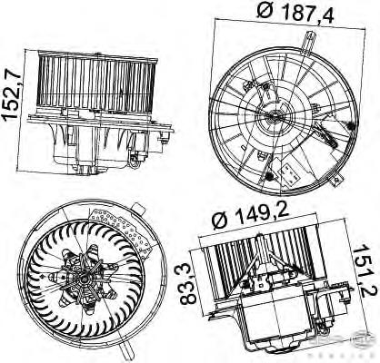 Motor de ventilador de forno (de aquecedor de salão) para Volkswagen Golf (5M1)