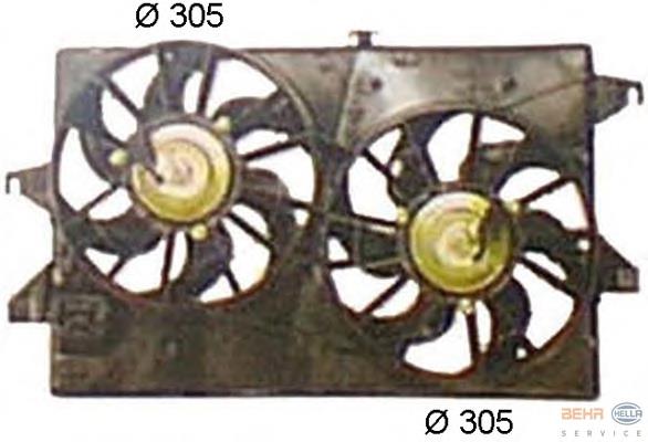 8EW351044441 HELLA difusor do radiador de esfriamento, montado com motor e roda de aletas