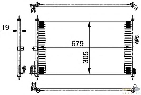 8FC351038581 HELLA radiador de aparelho de ar condicionado