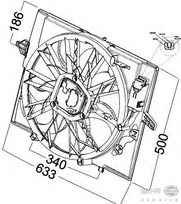 Difusor do radiador de esfriamento, montado com motor e roda de aletas 8EW351041271 HELLA