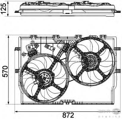 1364163080 Fiat/Alfa/Lancia ventilador elétrico de esfriamento montado (motor + roda de aletas)