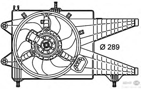 51708004 Fiat/Alfa/Lancia difusor do radiador de esfriamento, montado com motor e roda de aletas