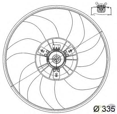 1341352 General Motors ventilador elétrico de esfriamento montado (motor + roda de aletas direito)