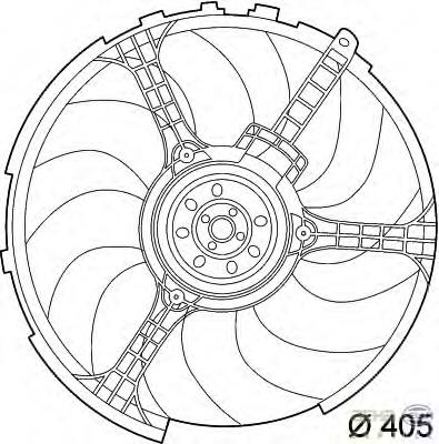 8EW351039551 HELLA ventilador elétrico de esfriamento montado (motor + roda de aletas)