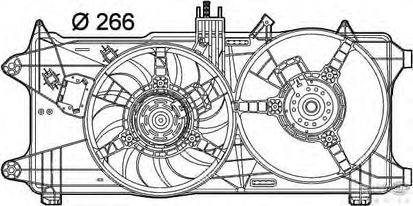 51718487 Fiat/Alfa/Lancia difusor do radiador de esfriamento, montado com motor e roda de aletas