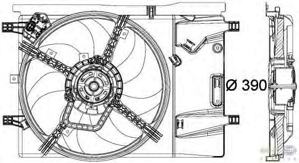 Difusor do radiador de esfriamento, montado com motor e roda de aletas CFF183000P Mahle Original