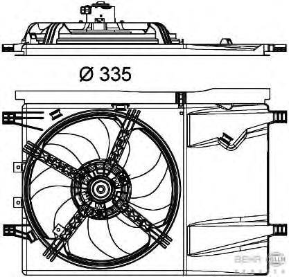 8EW351040341 HELLA difusor do radiador de esfriamento, montado com motor e roda de aletas