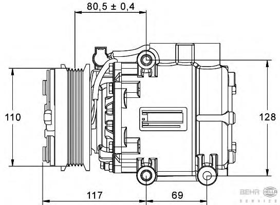 Compressor de aparelho de ar condicionado 8FK351113411 HELLA