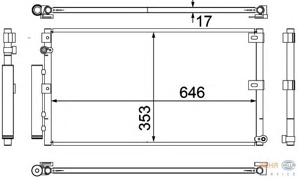 8FC351307121 HELLA radiador de aparelho de ar condicionado