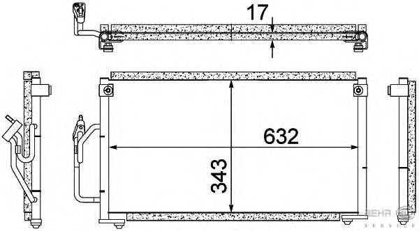 Radiador de aparelho de ar condicionado 8FC351304411 HELLA