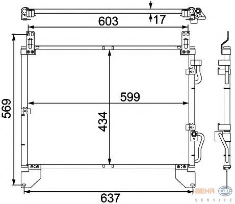 Radiador de aparelho de ar condicionado 8FC351304151 HELLA