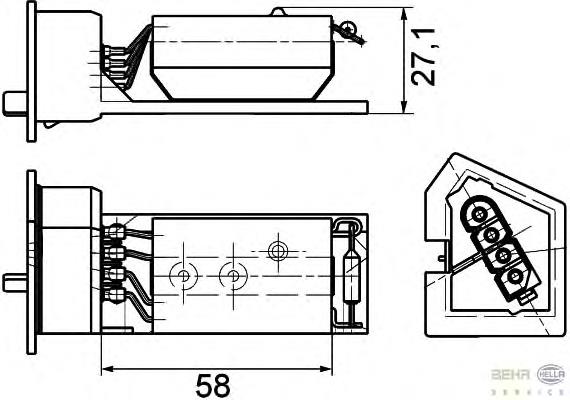 9XX351029131 HELLA resistor (resistência de ventilador de forno (de aquecedor de salão))
