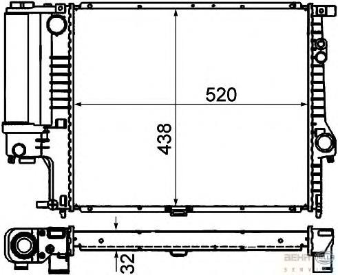 8MK376888134 HELLA radiador de esfriamento de motor