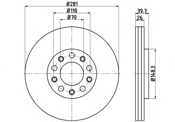 8DD 355 117-231 HELLA disco do freio dianteiro