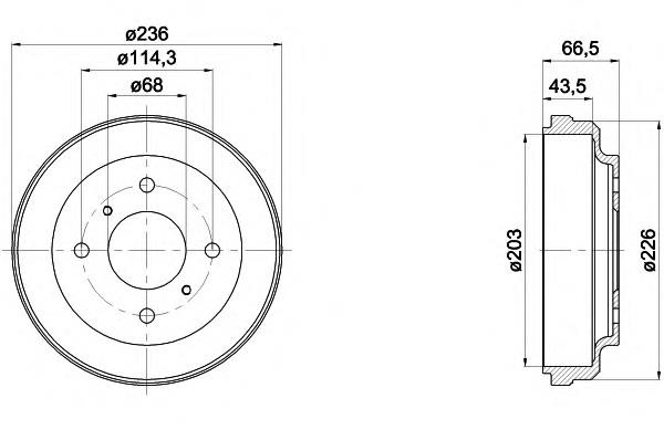 8DT355300621 HELLA tambor do freio traseiro