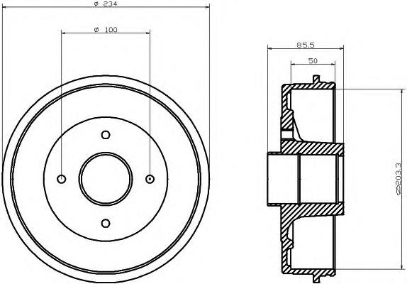 8DT355300241 HELLA tambor do freio traseiro