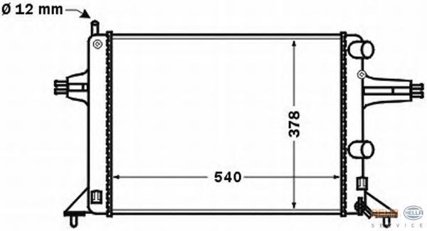 8MK376771121 HELLA radiador de esfriamento de motor