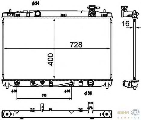 D72048TT Thermotec radiador de esfriamento de motor