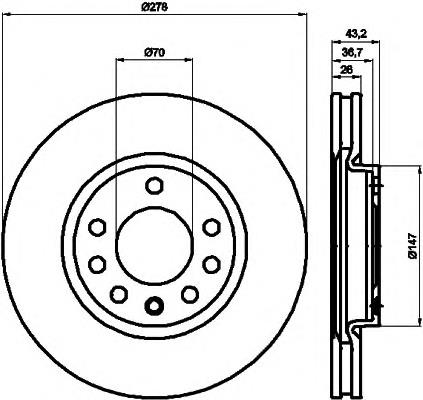 8DD355113611 HELLA disco do freio dianteiro