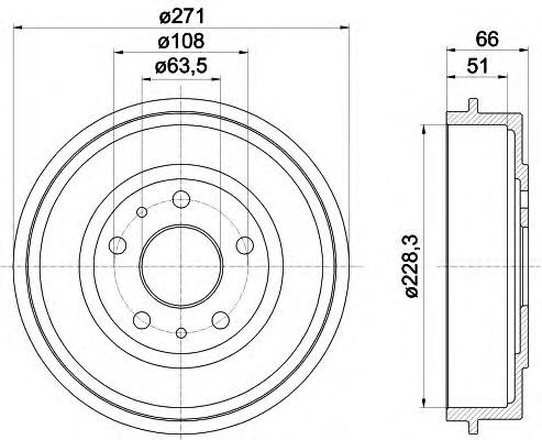 8DT355300661 HELLA tambor do freio traseiro