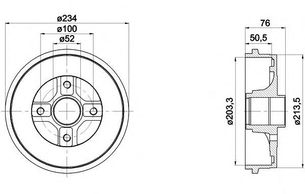 8DT355301071 HELLA tambor do freio traseiro