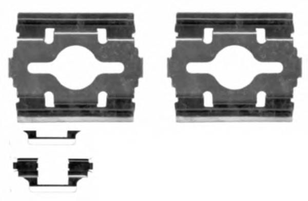 8DZ355203581 HELLA kit de molas de fixação de sapatas de disco dianteiras