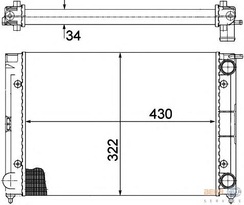 8MK376713334 HELLA radiador de esfriamento de motor