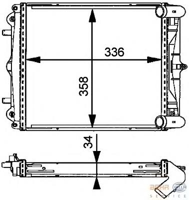 8MK376713791 HELLA radiador direito de esfriamento de motor