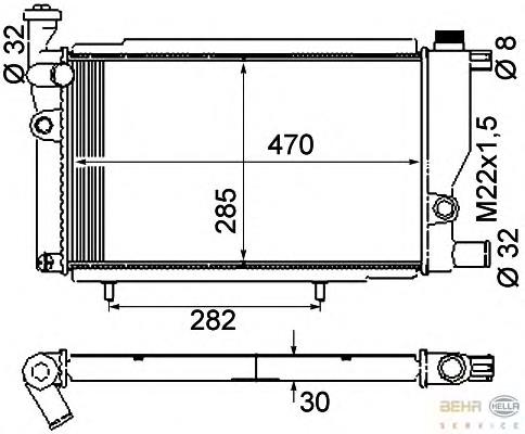 8MK376715-384 HELLA radiador de esfriamento de motor