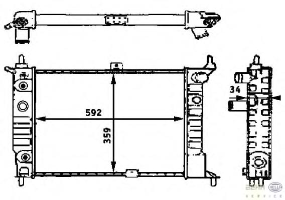 8MK376715314 HELLA radiador de esfriamento de motor