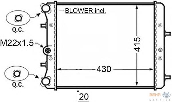 R20016 Sato Tech radiador de esfriamento de motor