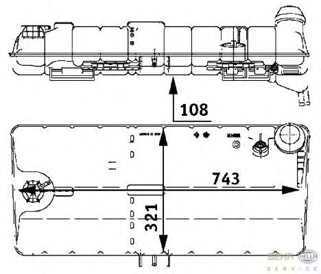 8MA376705331 HELLA tanque de expansão do sistema de esfriamento