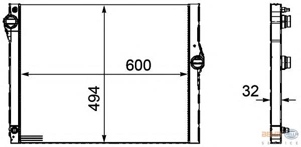 8MK376754121 HELLA radiador de esfriamento de motor