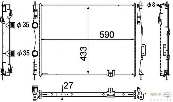 7705062 Kamoka radiador de esfriamento de motor