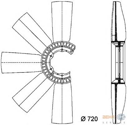 Ventilador (roda de aletas) do radiador de esfriamento 8MV376733091 HELLA