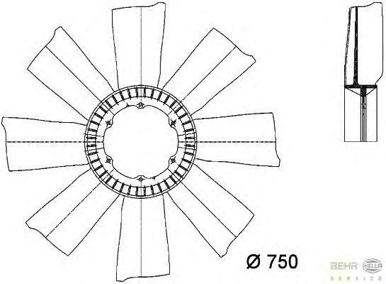 8MV376733151 HELLA ventilador (roda de aletas do radiador de esfriamento)