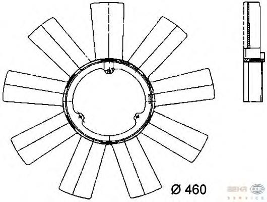 8MV376733171 HELLA ventilador (roda de aletas do radiador de esfriamento)