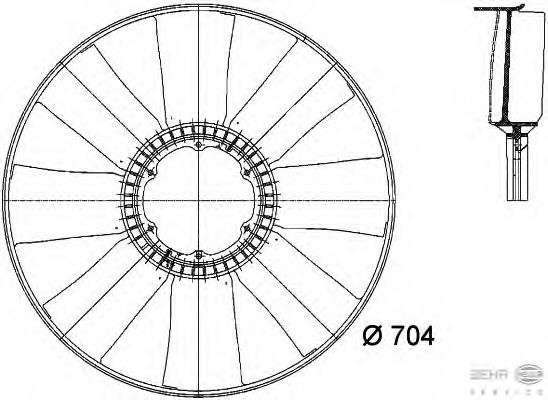 098456884 Iveco ventilador (roda de aletas do radiador de esfriamento)