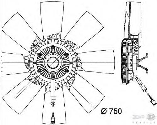 Ventilador (roda de aletas) do radiador de esfriamento 8MV376734321 HELLA