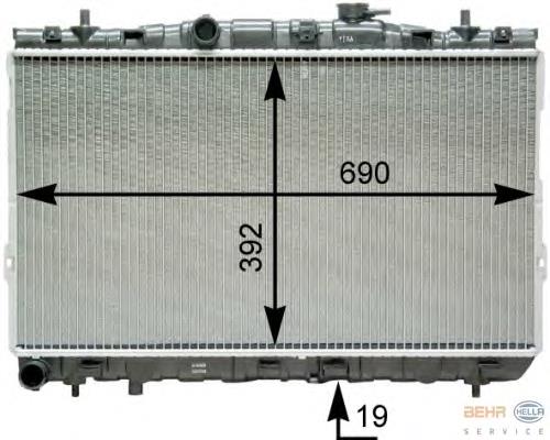 8MK376762111 HELLA radiador de esfriamento de motor