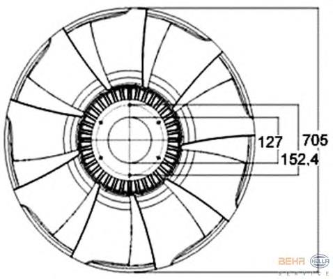 Ventilador (roda de aletas) do radiador de esfriamento 8MV376758561 HELLA