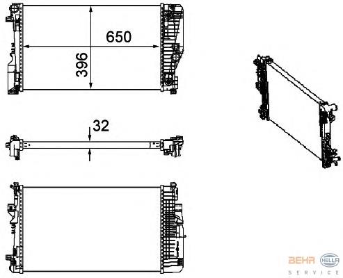 8MK376756131 HELLA radiador de esfriamento de motor