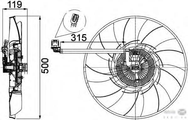 Ventilador elétrico de esfriamento montado (motor + roda de aletas) para Land Rover Range Rover (L322)