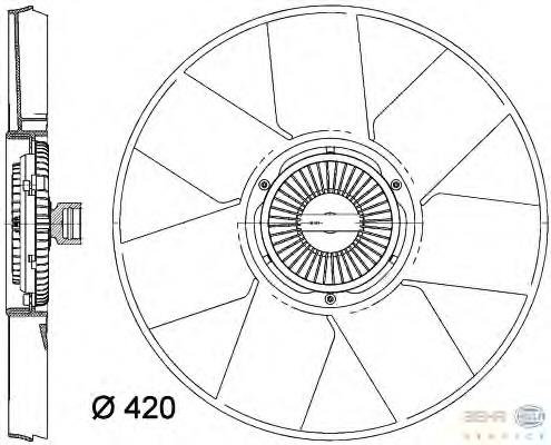 8MV376758261 HELLA ventilador elétrico de esfriamento montado (motor + roda de aletas esquerdo)