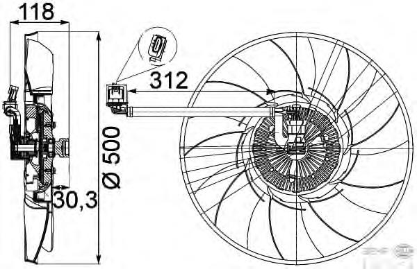 Ventilador elétrico de esfriamento montado (motor + roda de aletas) para Land Rover Discovery (LR3)