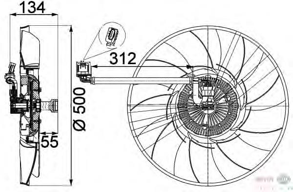 47872 NRF ventilador elétrico de esfriamento montado (motor + roda de aletas)