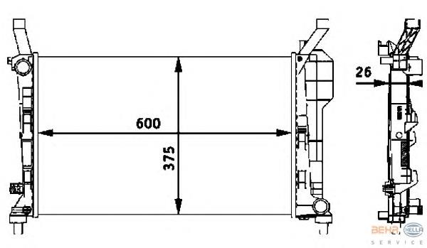 8MK376721021 HELLA radiador de esfriamento de motor