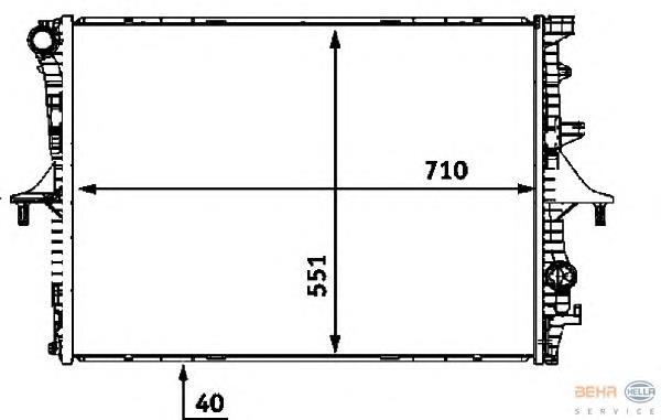 8MK376719-001 HELLA radiador de esfriamento de motor