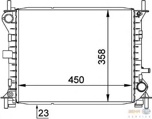 8MK376720281 HELLA radiador de esfriamento de motor