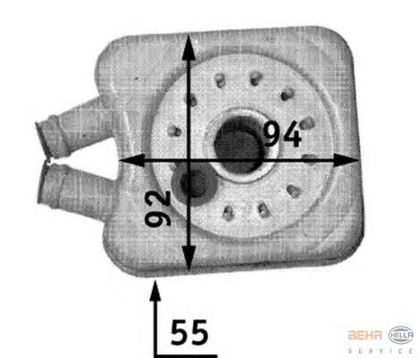 8MO376726221 HELLA radiador de óleo (frigorífico, debaixo de filtro)